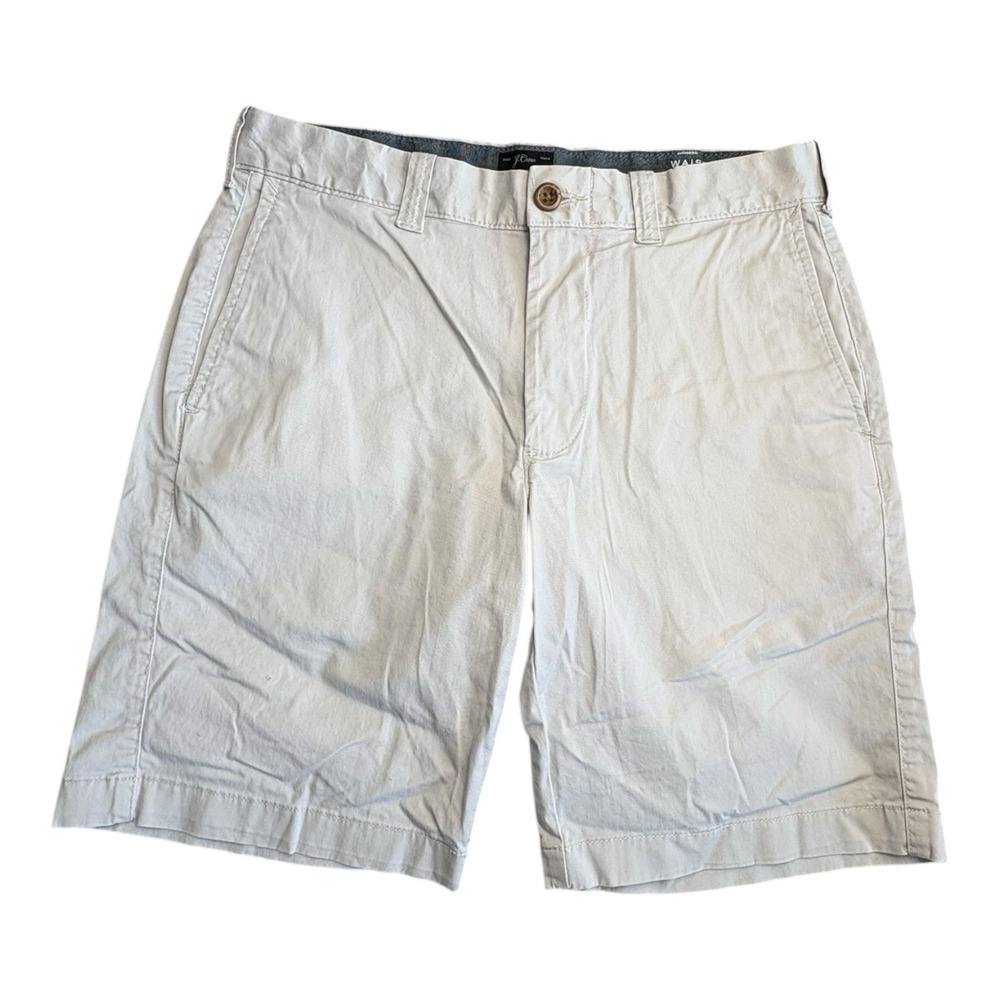 J.Crew Stretch Chino Shorts Mens 29 Light Stone Gray Flat Front 9" Inseam‎